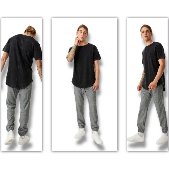 Drake Cotton On plaid houndstooth cuffed pant joggers NEW - Picture 1 of 9